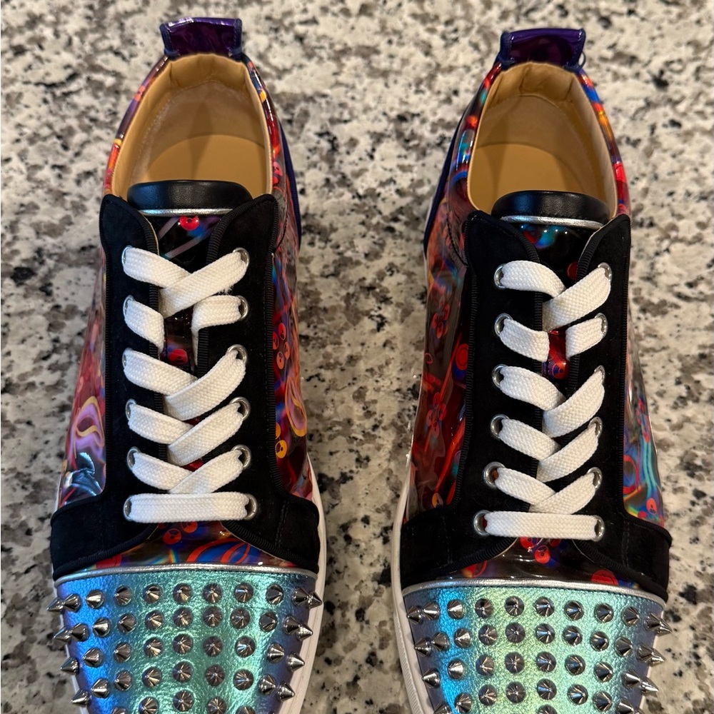 Studded Iridescent Low-Top Sneakers in Multicolor